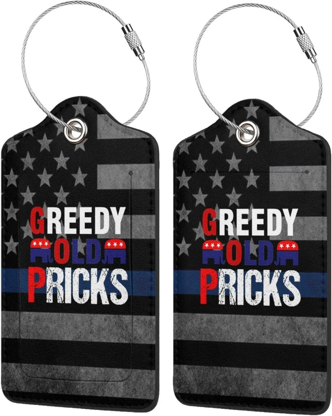 Luggage Tag Greedy Old Pricks Pu Leather Identifiers Id Tag Bag Suitcase Labels