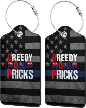 Luggage Tag Greedy Old Pricks Pu Leather Identifiers Id Tag Bag Suitcase Labels
