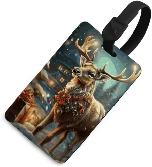 Luggage Tags Privacy Protection Bag Tags Travel Essentials Christmas Gift Reindeer Luggage Tags for Suitcases International Travel