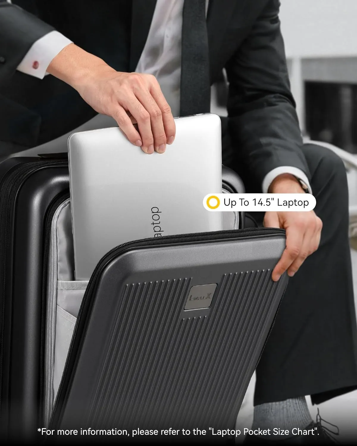 LUGGEX Luggage Sets 2 Piece, 20 Inch Carry On Luggage with USB Port 28 Inch Checked Luggage(20/28) Black