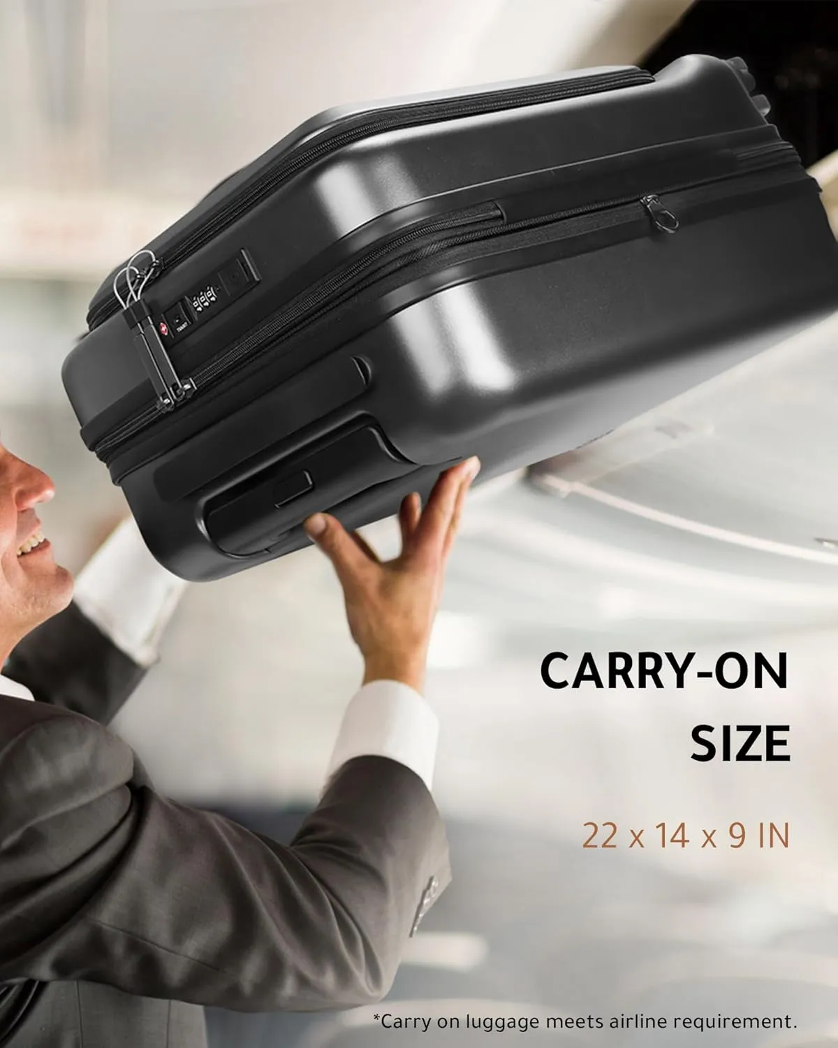 LUGGEX Luggage Sets 2 Piece, 20 Inch Carry On Luggage with USB Port 28 Inch Checked Luggage(20/28) Black