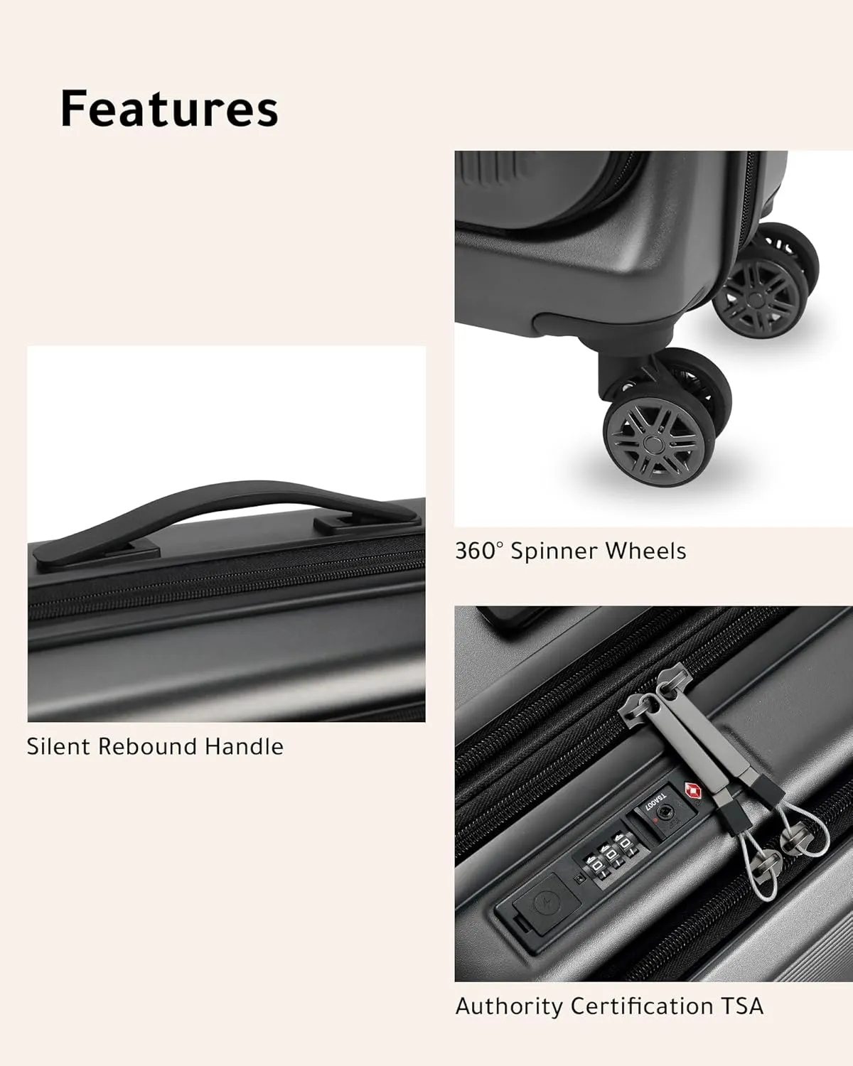 LUGGEX Luggage Sets 2 Piece, 20 Inch Carry On Luggage with USB Port 28 Inch Checked Luggage(20/28) Black