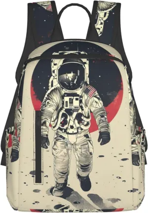Lunar Astronaut Print Lightweight Hiking Backpack Travel Bags Casual Daypacks Unisex Polyester backpacks