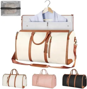 Luxmega Travel Bag, 2 in 1 Luxemega Bag with Wheels, Travel Perfect for Carry On/Garment Bag All In One (Beige)