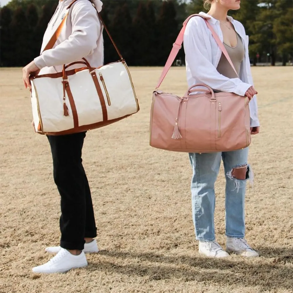 Luxmega Travel Bag, 2 in 1 Luxemega Bag with Wheels, Travel Perfect for Carry On/Garment Bag All In One (Beige)