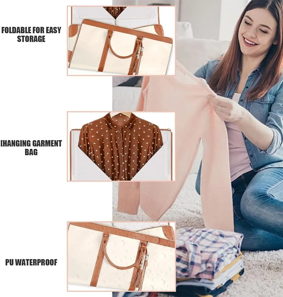 Luxmega Travel Bag, 2 in 1 Luxemega Bag with Wheels, Travel Perfect for Carry On/Garment Bag All In One (Beige)