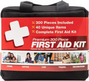 M2 BASICS Professional 300 Piece (40 Unique Items) First Aid Kit | Home, Car, Business, Travel | Medical Kit, Emergency Kit
