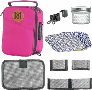 MAGICAL BUTTER Smell-Proof Bag with Combination Lock - Portable Smell-Proof Bag with Tray & Smell-Proof Jar - Secure Organizer Bag for Travel Packing, Portable Storage & Lunch - Pink