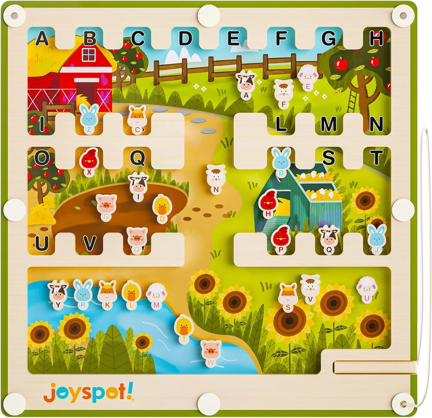 Magnetic Alphabet Maze, Magnetic Color and Number Maze, Montessori Toys, Wooden Learning Count Puzzle Board, Toddler Educational Fine Motor Skills Travel Toys for Boys Girls 3 4 5 Years Old