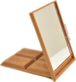 Make up Mirror Cute Makeup Mirror Kawaii Chocolate Shaped Makeup Vanity Mirror Square Hand Mirror Foldable Cosmetic Compact Mirror for Women Mirror