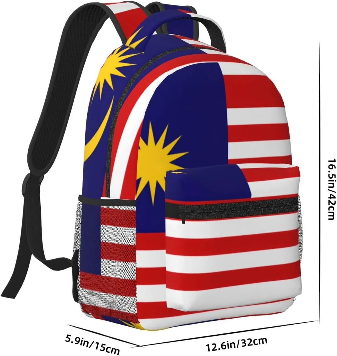 Malaysia Flag Backpacks For Women Men,Travel Laptop Back Pack 16.5 Inch,Work Bag Personal Item Book Bags