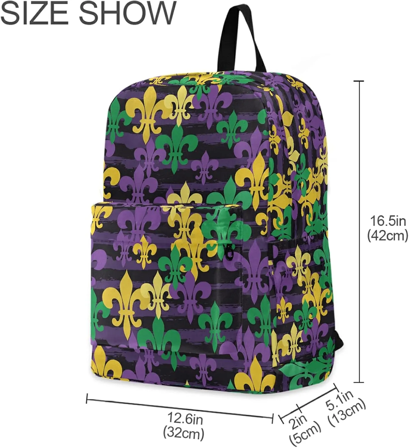 Mardi Gras Carnival Fleur De Lis Polyester Computer Backpack Large Daypack for Business Sport Travel School Bookbags