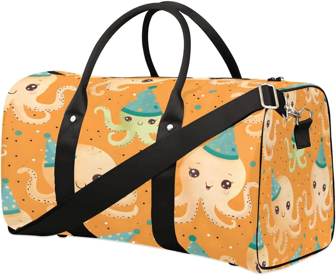 Marine Animal Octopus Travel Duffel Bag for Women Men Foldable Sport Gym Tote Bag Lightweight Waterproof Weekender Overnight Bag for Weekend Holiday Gym Swim Yoga