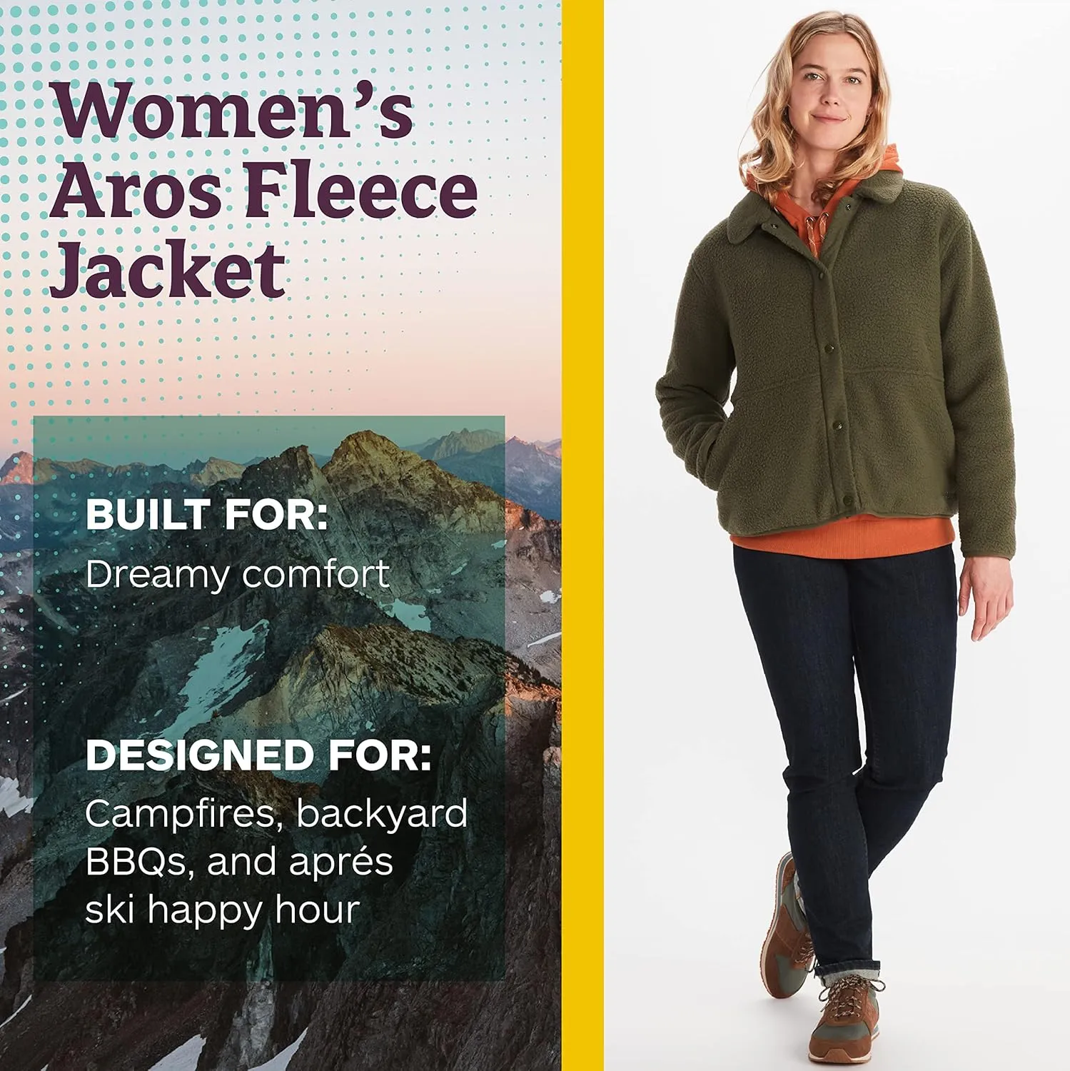 MARMOT Women's Aros Button-Up Jacket - Sherpa Fleece with Retro Style
