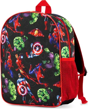 Marvel Spiderman Backpack for Boys Avengers Captain America Iron Man Kids and Toddler Backpack Nursery Pre School Bags for Boys Travel Holiday Avengers Gifts (Black Aop Avengers)