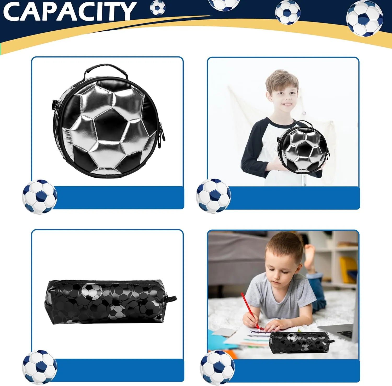 Meetbelify Rolling Backpack with Wheels for Boys Roller Backpacks with Lunch Box Pencil Case for Elementary Students Kids Football Luggage Travel Suitcase for Boys 6-8