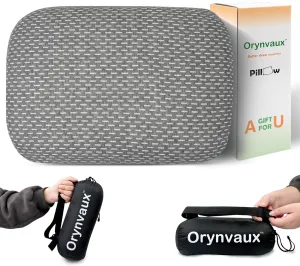 Memory Foam Camping Pillow, Portable Travel Pillow with Breathable Detachable Pillowcase, Compact & Lightweight for Camping, Hiking, Backpacking, Airplane Travel, Includes Storage Bag