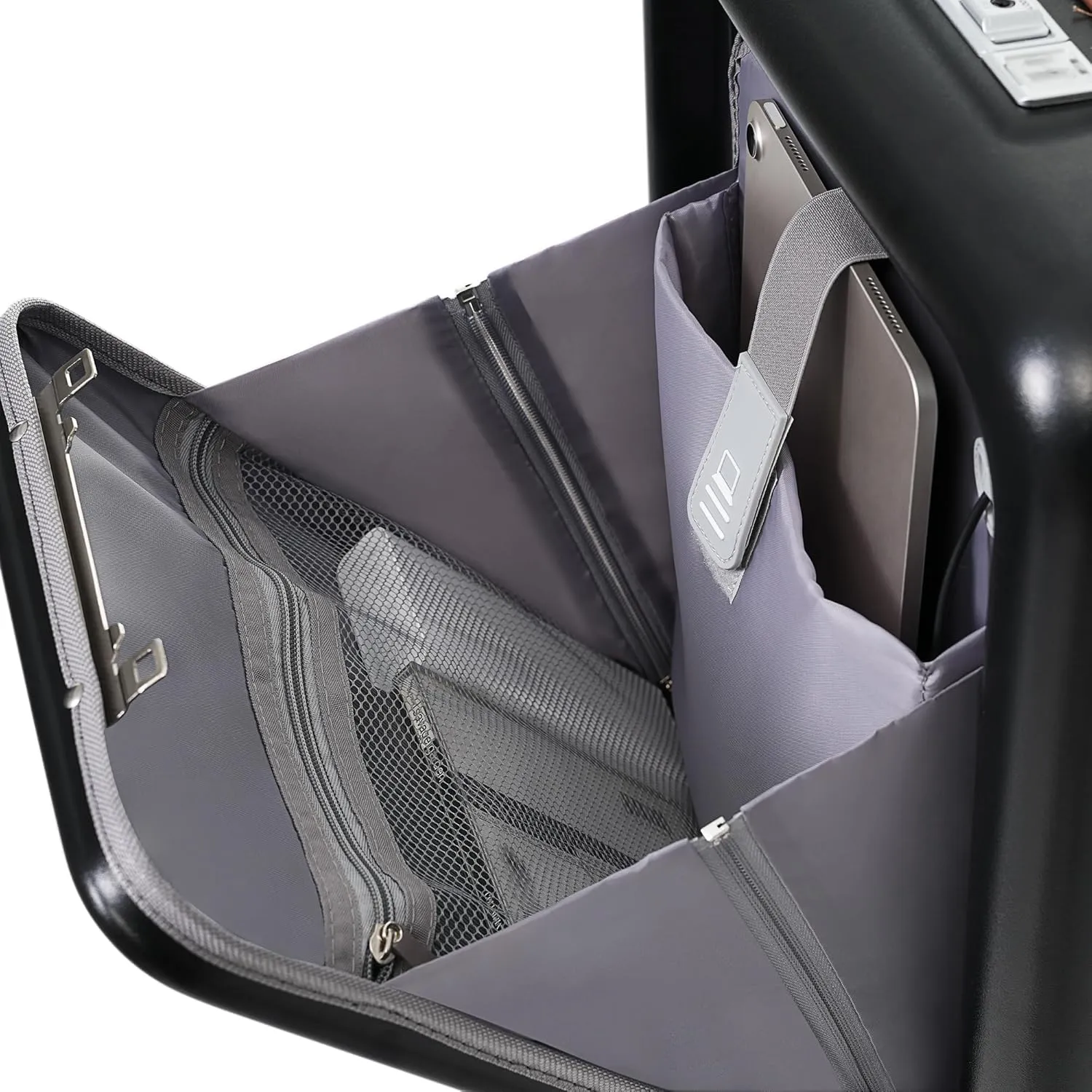 Merax Cup Holder and USB Port Luggage with Cosmetic Carry, Black, 20 in & Travel Bag