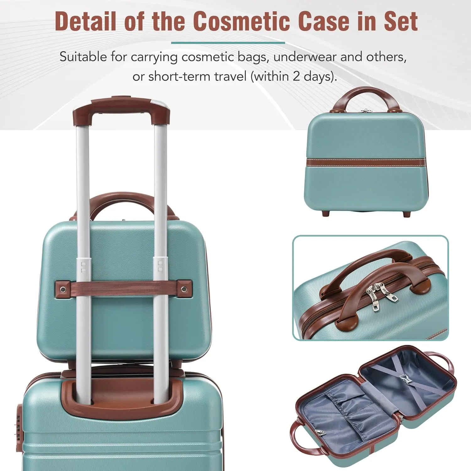 Merax Luggage Set, 2 Piece Luggage with Cosmetic Case, Vintage Hardcase Suitcase with Wheels, Expandable Luggage Airline Approved(Blue Green,20" 24")