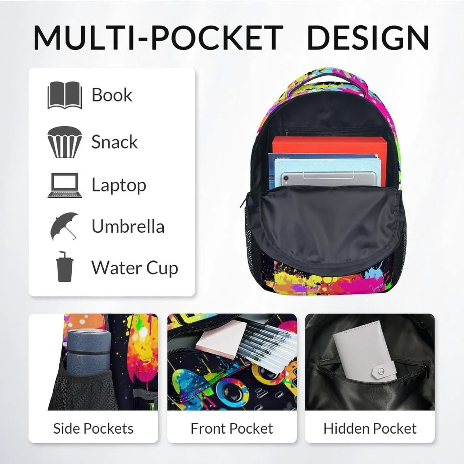 Mercuryelf Backpack for Boys - 17 Inch Gamer Bookbag for Primary Middle College - Personalized Cool Gaming Backpacks for Kids - Kids School Bag