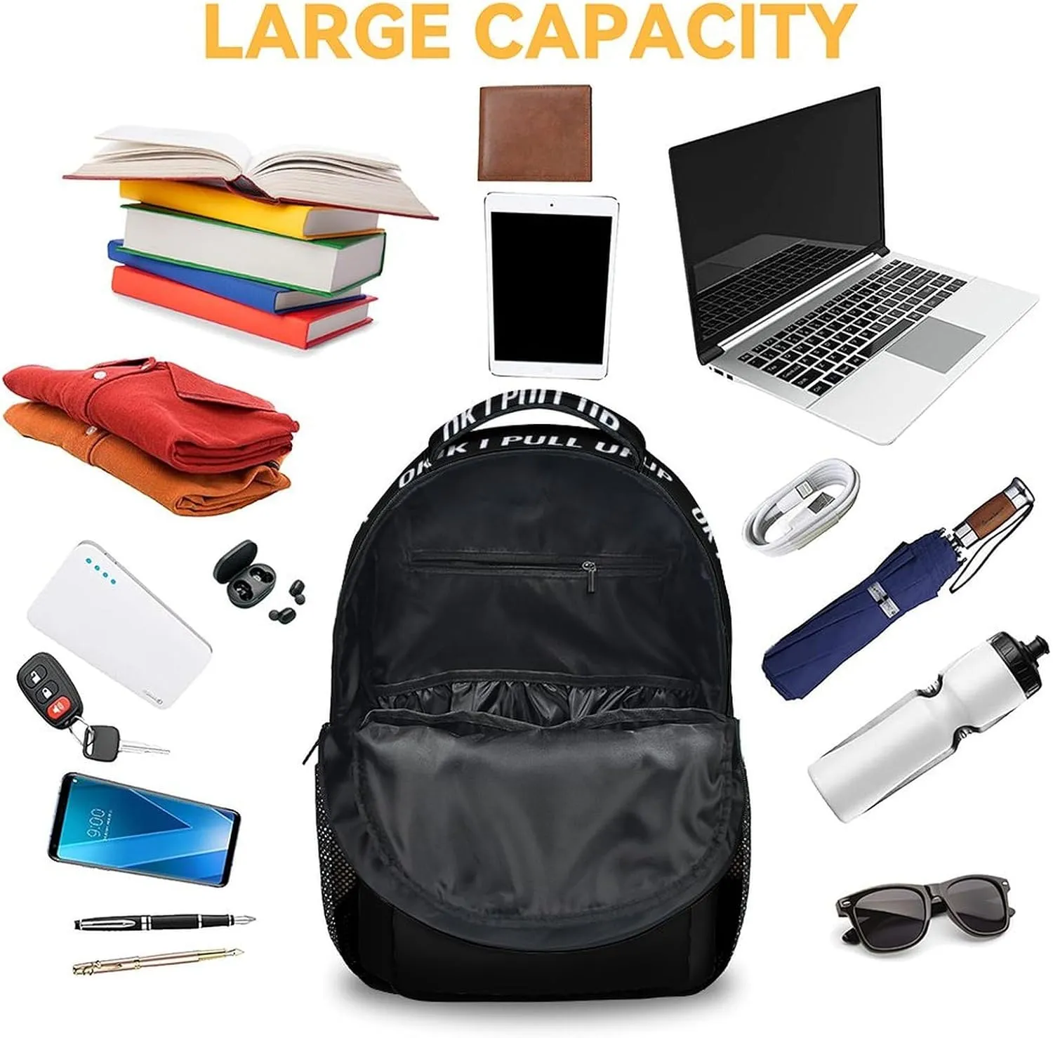 Mercuryelf Backpack for Boys Girls, 16 Inch Black Backpacks for School Travel, Cool Lightweight Bookbag for Kids