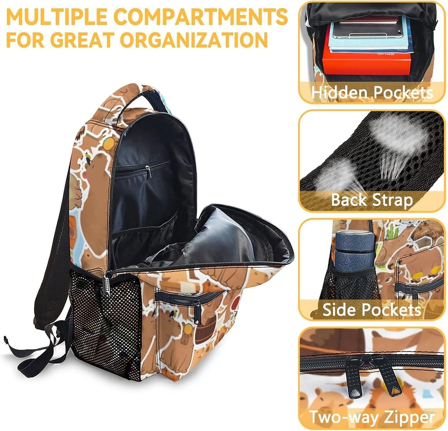 Mercuryelf Backpack for Boys Girls, 16 Inch Colorful Backpacks for School Travel, Cartoon Lightweight Bookbag for Kids