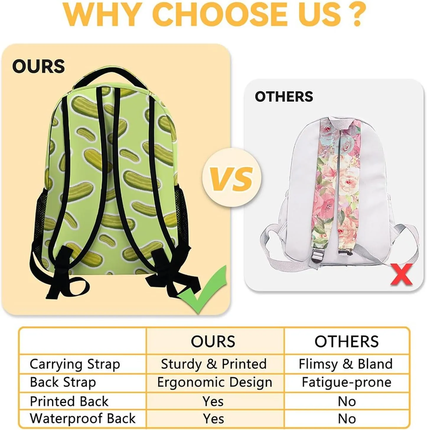 Mercuryelf Pickles Backpack for Girls Boys, 16 Inch Green Backpacks for School Travel, Casual Lightweight Bookbag for Kids