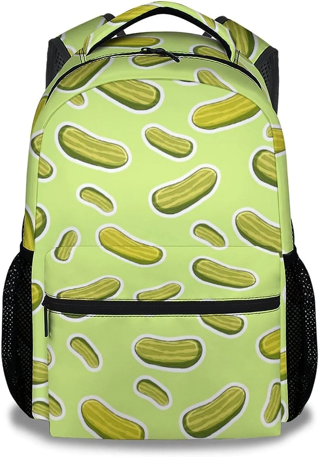 Mercuryelf Pickles Backpack for Girls Boys, 16 Inch Green Backpacks for School Travel, Casual Lightweight Bookbag for Kids