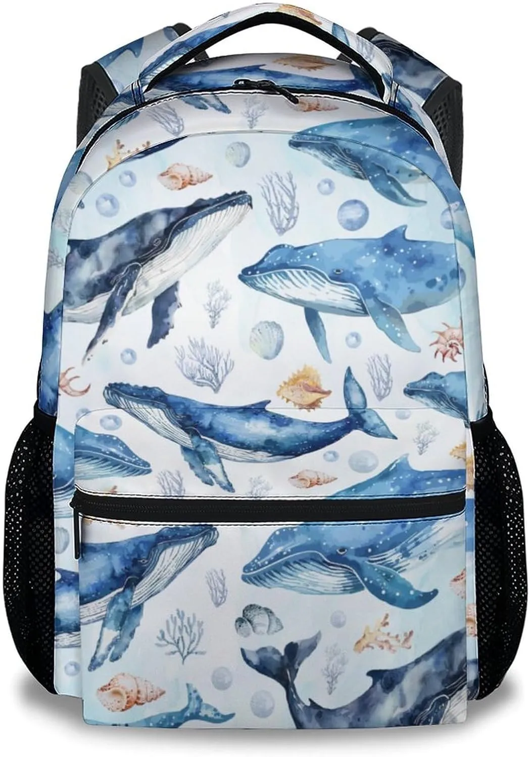 Mercuryelf School Backpack for Boys - 17 Inch Whale Kid Backpack for School, Travel - Cute Sea Bookbag for Teens Kids
