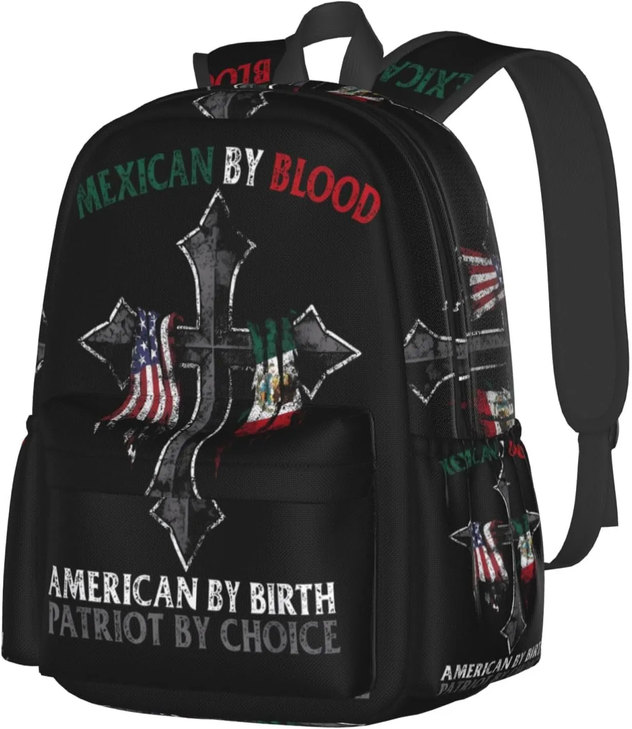 Mexican By Blood American By Birth Patriot By Choice Laptop Backpack Work Travel Backpacks Business Rucksack Casual Outdoor Daypack with Adjustable Strap Bags for Sports Office Gym Hiking