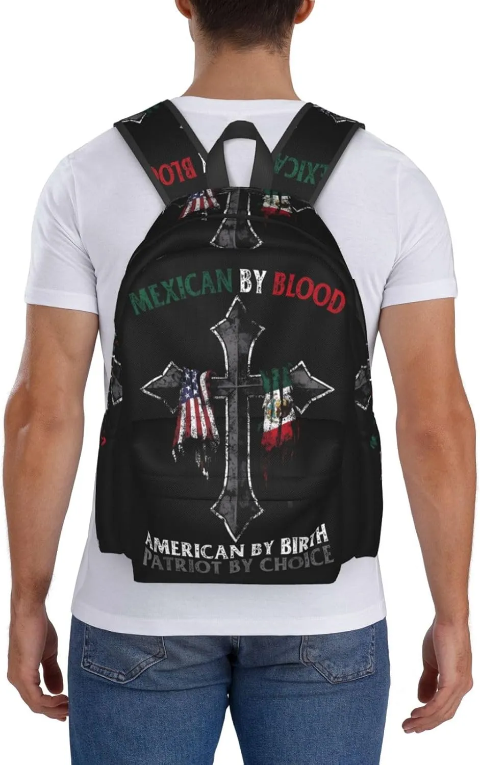 Mexican By Blood American By Birth Patriot By Choice Laptop Backpack Work Travel Backpacks Business Rucksack Casual Outdoor Daypack with Adjustable Strap Bags for Sports Office Gym Hiking