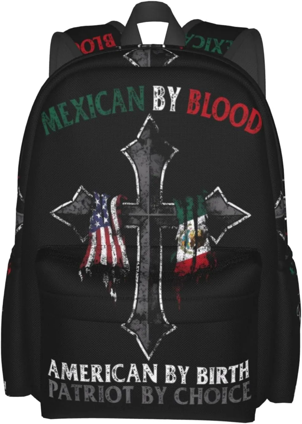 Mexican By Blood American By Birth Patriot By Choice Laptop Backpack Work Travel Backpacks Business Rucksack Casual Outdoor Daypack with Adjustable Strap Bags for Sports Office Gym Hiking