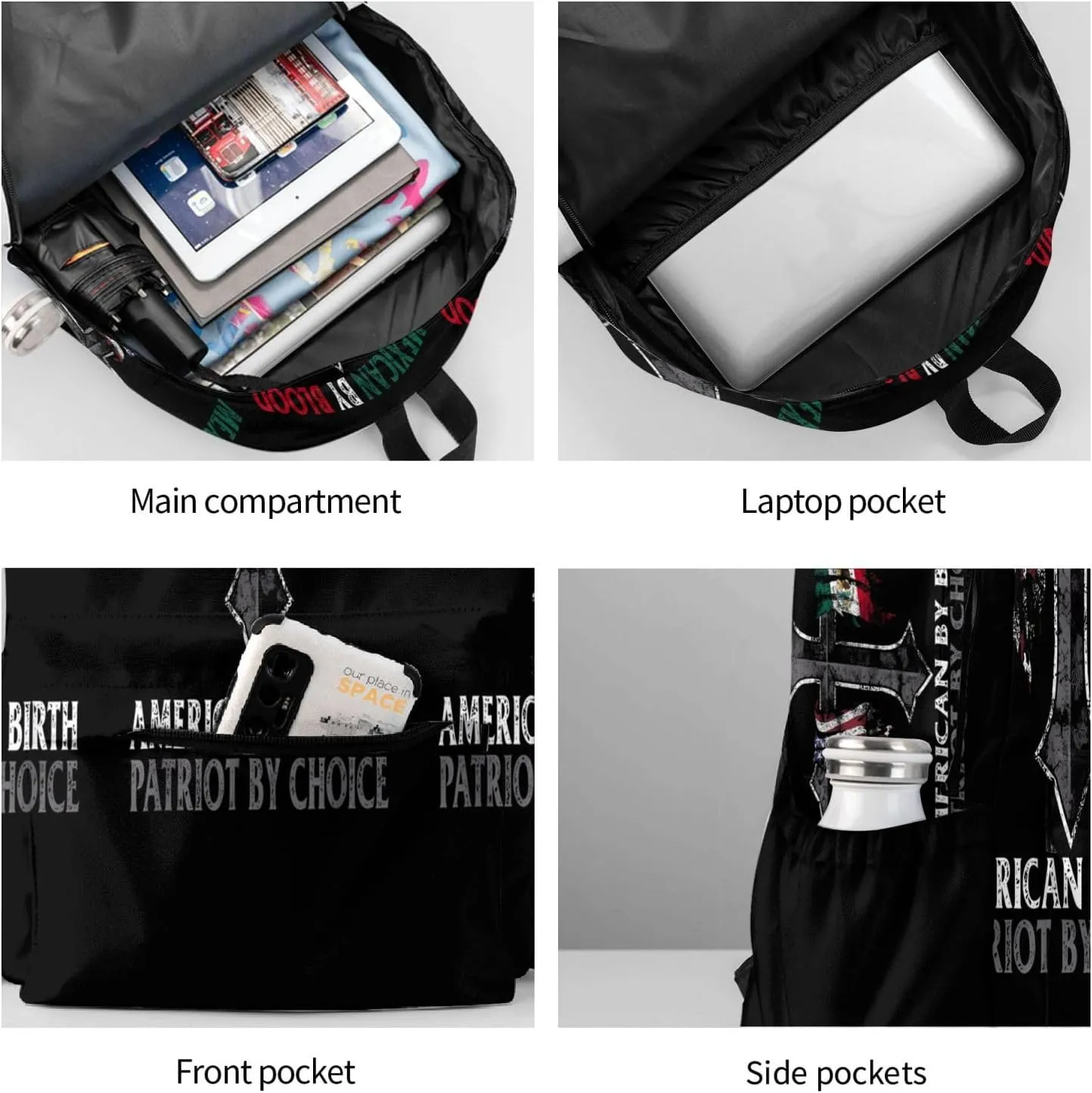 Mexican By Blood American By Birth Patriot By Choice Laptop Backpack Work Travel Backpacks Business Rucksack Casual Outdoor Daypack with Adjustable Strap Bags for Sports Office Gym Hiking
