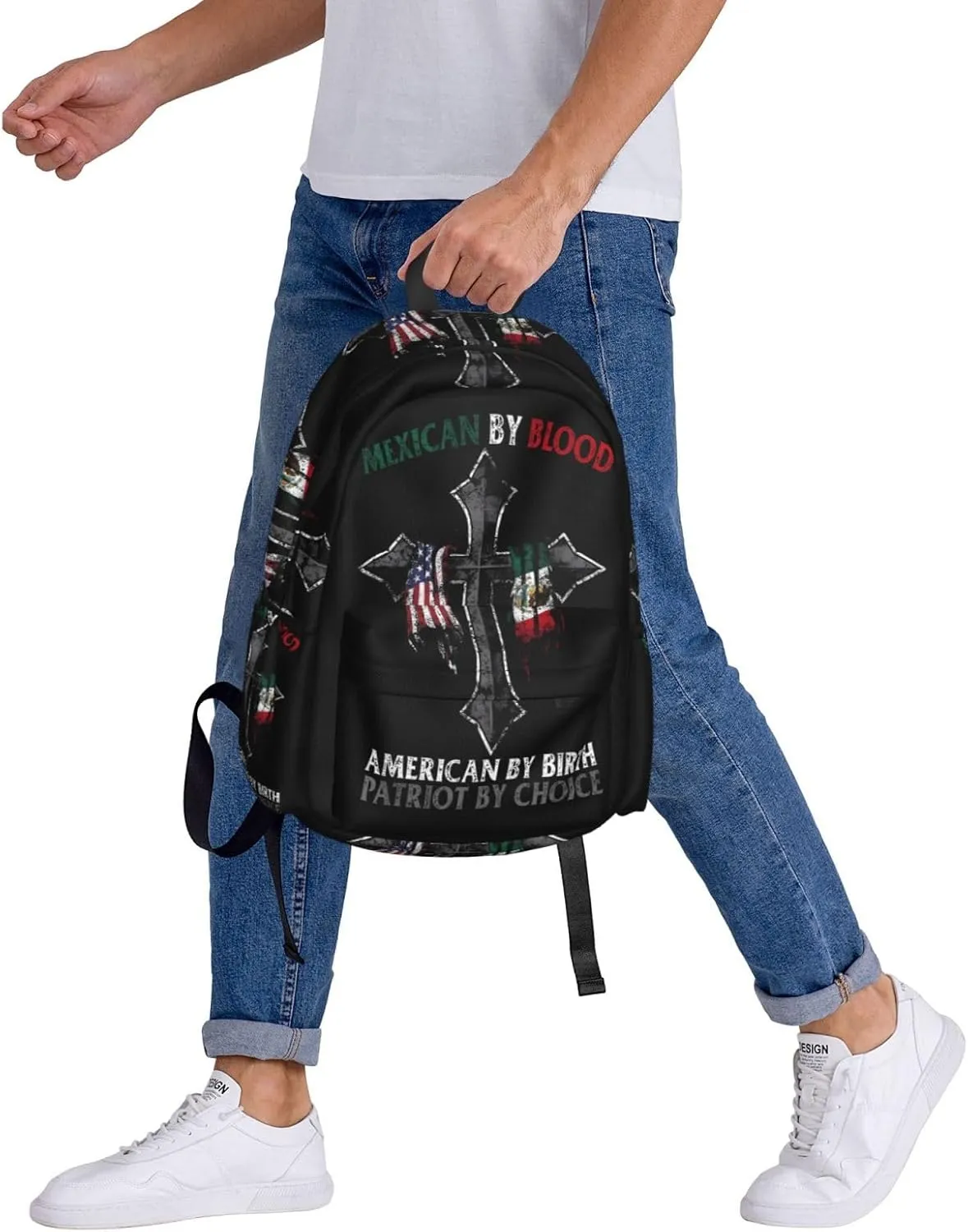 Mexican By Blood American By Birth Patriot By Choice Laptop Backpack Work Travel Backpacks Business Rucksack Casual Outdoor Daypack with Adjustable Strap Bags for Sports Office Gym Hiking