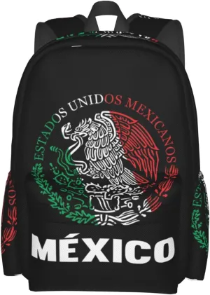 Mexican Flag Casual Backpack Large Capacity Travel Backpacks Laptop Daypack Commuter Rucksack Adjustable Strap Sports Bags for Hiking Biking