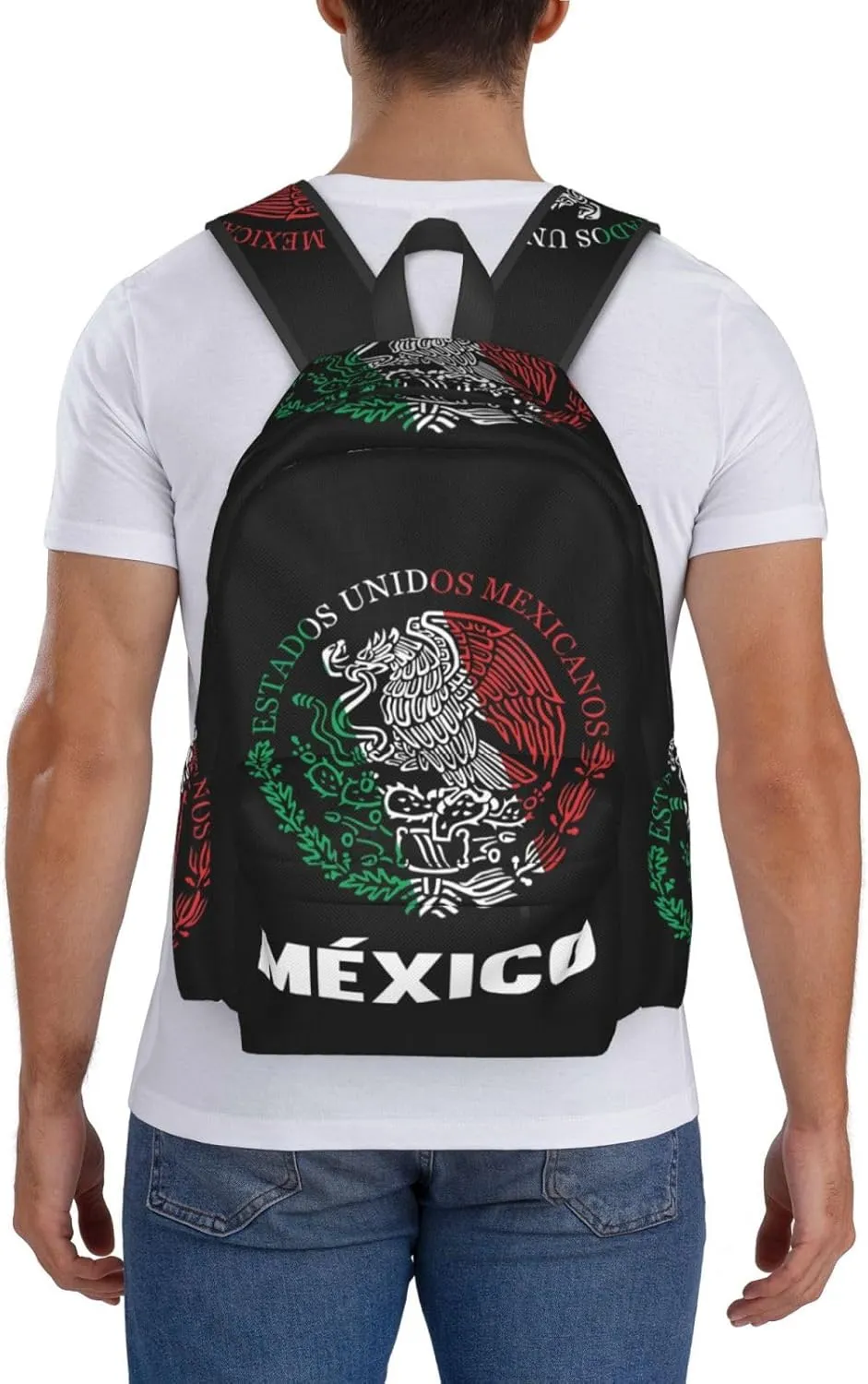 Mexican Flag Casual Backpack Large Capacity Travel Backpacks Laptop Daypack Commuter Rucksack Adjustable Strap Sports Bags for Hiking Biking