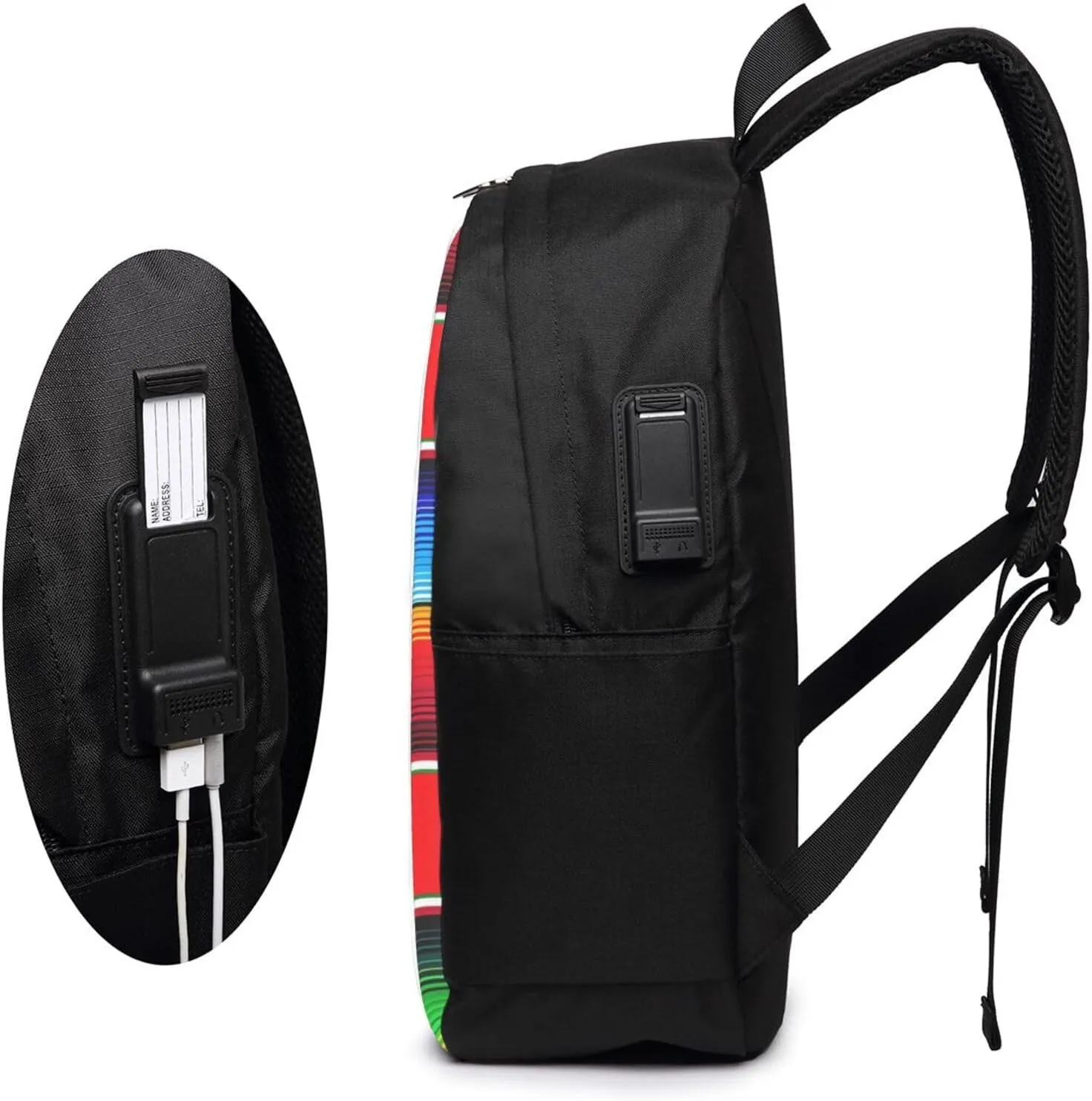 Mexican Serape in Red Laptop Backpacks Travel Backpack Casual Business Daypack Sport Rucksack Computer Bag Fits up to 17 Inch Notebook with USB Port