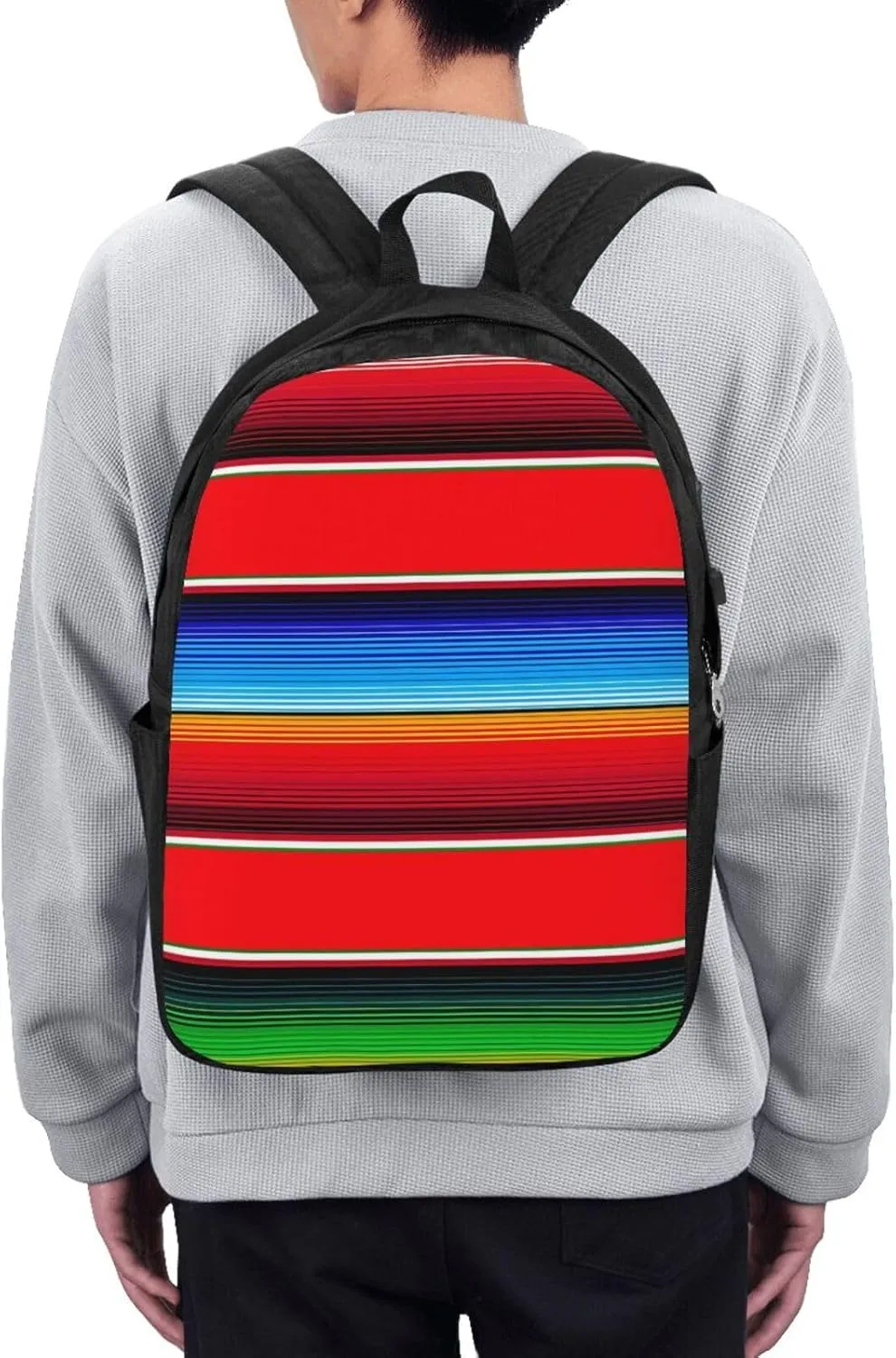Mexican Serape in Red Laptop Backpacks Travel Backpack Casual Business Daypack Sport Rucksack Computer Bag Fits up to 17 Inch Notebook with USB Port