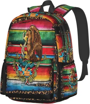Mexico Mexican Eagle Flag Laptop Backpack Work Travel Backpacks Business Rucksack Casual Outdoor Daypack with Adjustable Strap Bags for Sports Office Gym Hiking