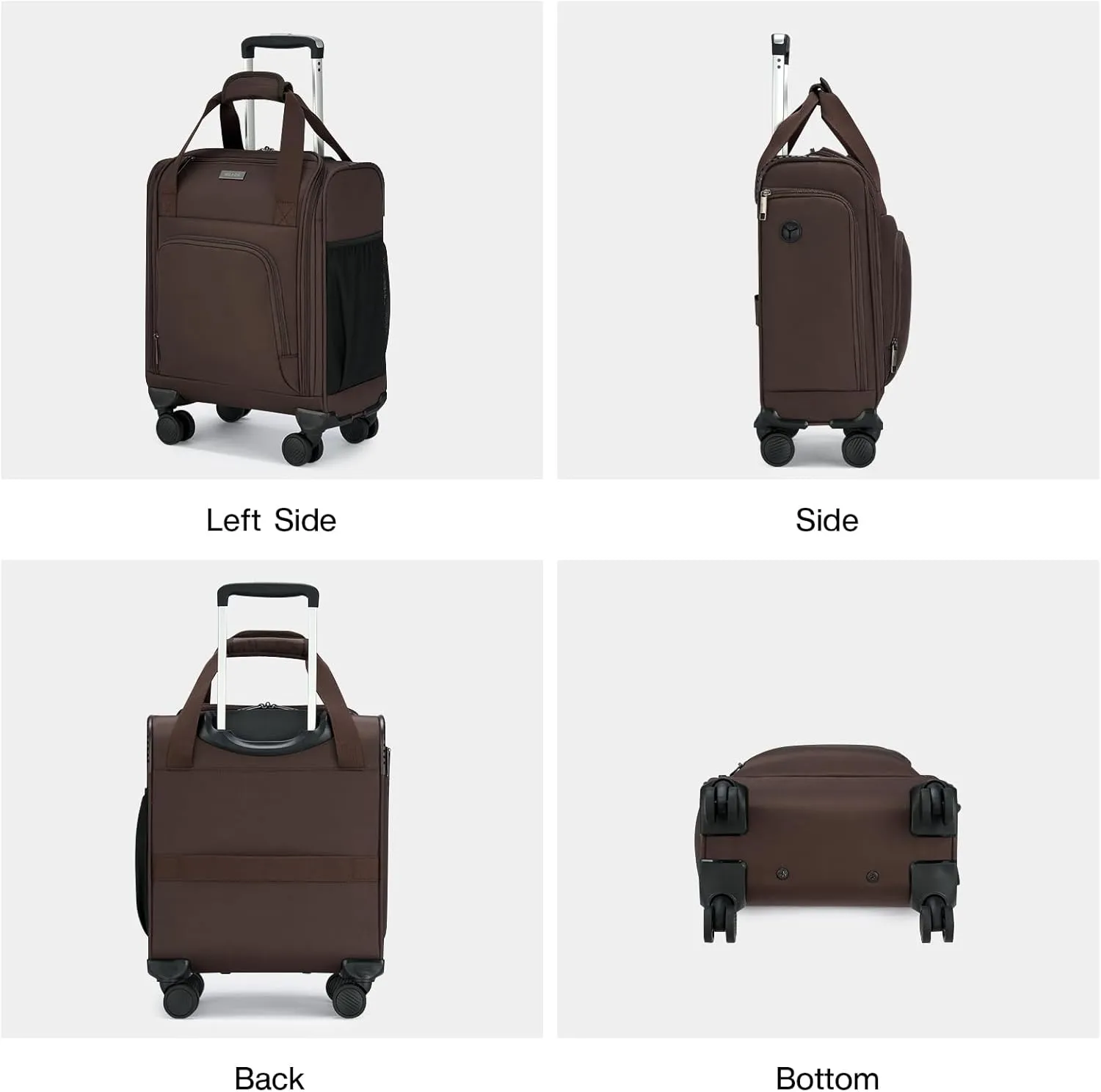 MILADA Carry On Luggage Airline Approved 16 Inch Underseat Small Suitcases with Wheels Softside Travel Luggage Carry On Mini Suitcase for Men Women Short Business and Travel,Coffee