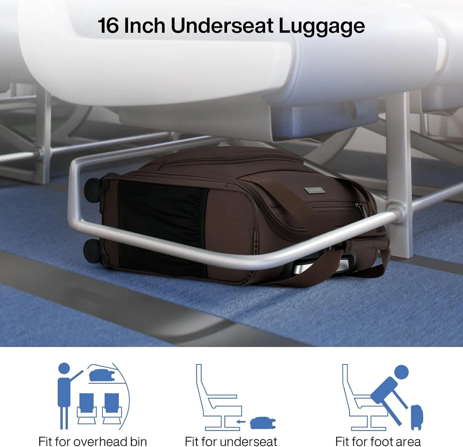 MILADA Carry On Luggage Airline Approved 16 Inch Underseat Small Suitcases with Wheels Softside Travel Luggage Carry On Mini Suitcase for Men Women Short Business and Travel,Coffee
