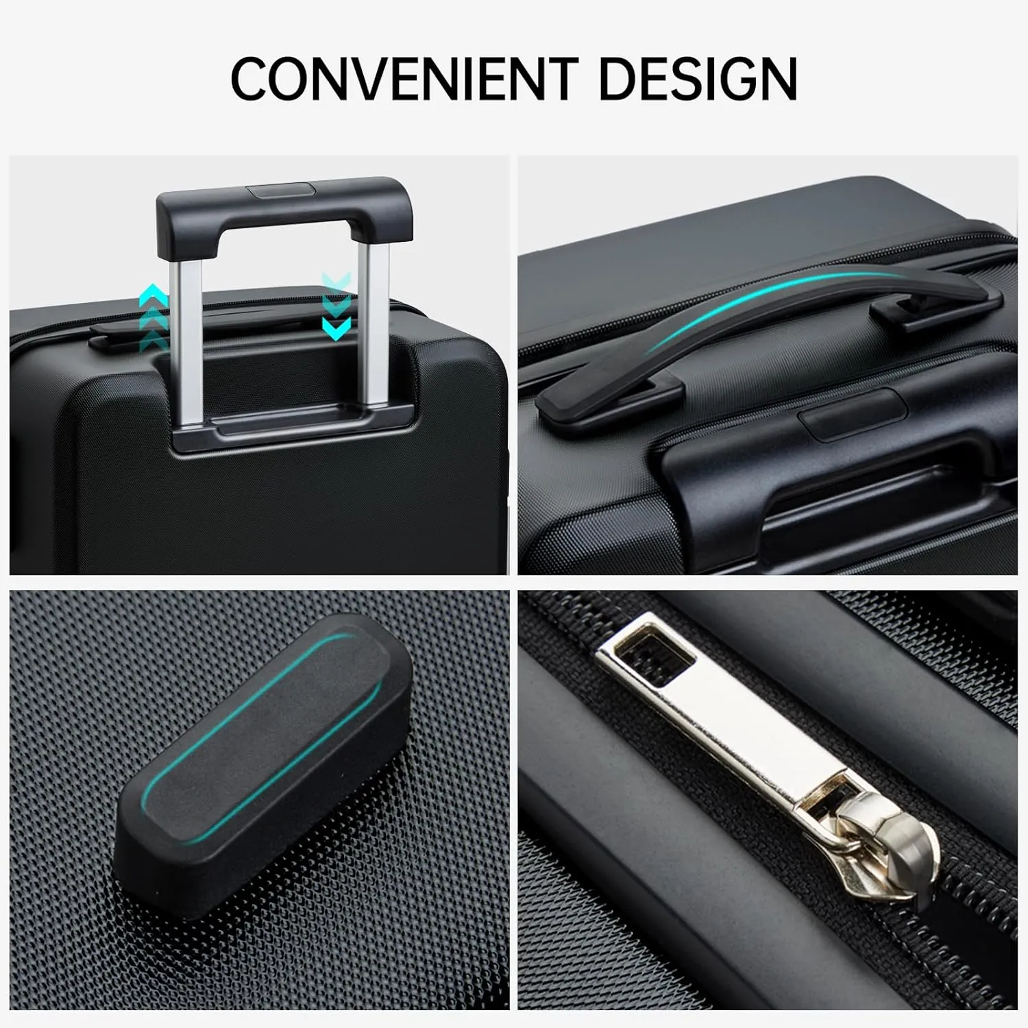 MILADA Luggage Sets With Spinner Wheels, Hard Shell Suitcases TSA Approved Travel Luggage, 3 Piece Luggage Set 20 Inch Carry On Luggage Medium Suitcase 28 Inch Large Suitcases, Black