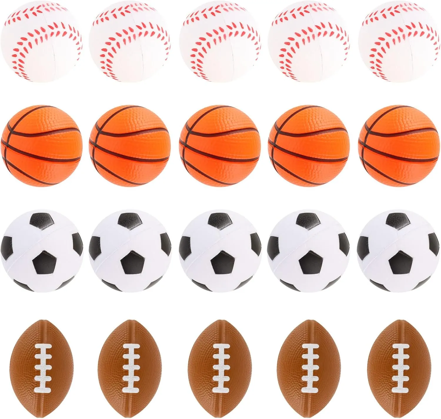 Mini Sport Stress Balls 20 Packs Foam Sports Balls Small Squeeze Anxiety Bulk Toy Ball for Kids Sport Theme Birthday Party, School Carnival Party Supplies