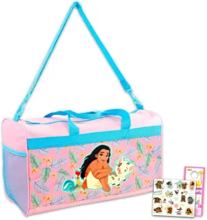 Moana Duffle Bag Set For Kids - Bundle With Disney Luggage Carry On Suitcase Bag, Stickers, and More | Moana Travel Activity Set for Girls, Boys