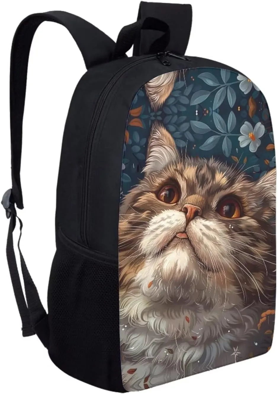 Modysero 17 Inch Funny Backpack for Girls Boys Cat School Bags with Smooth Zipper Large Capacity Lightweight Student Bookbag with Pockets