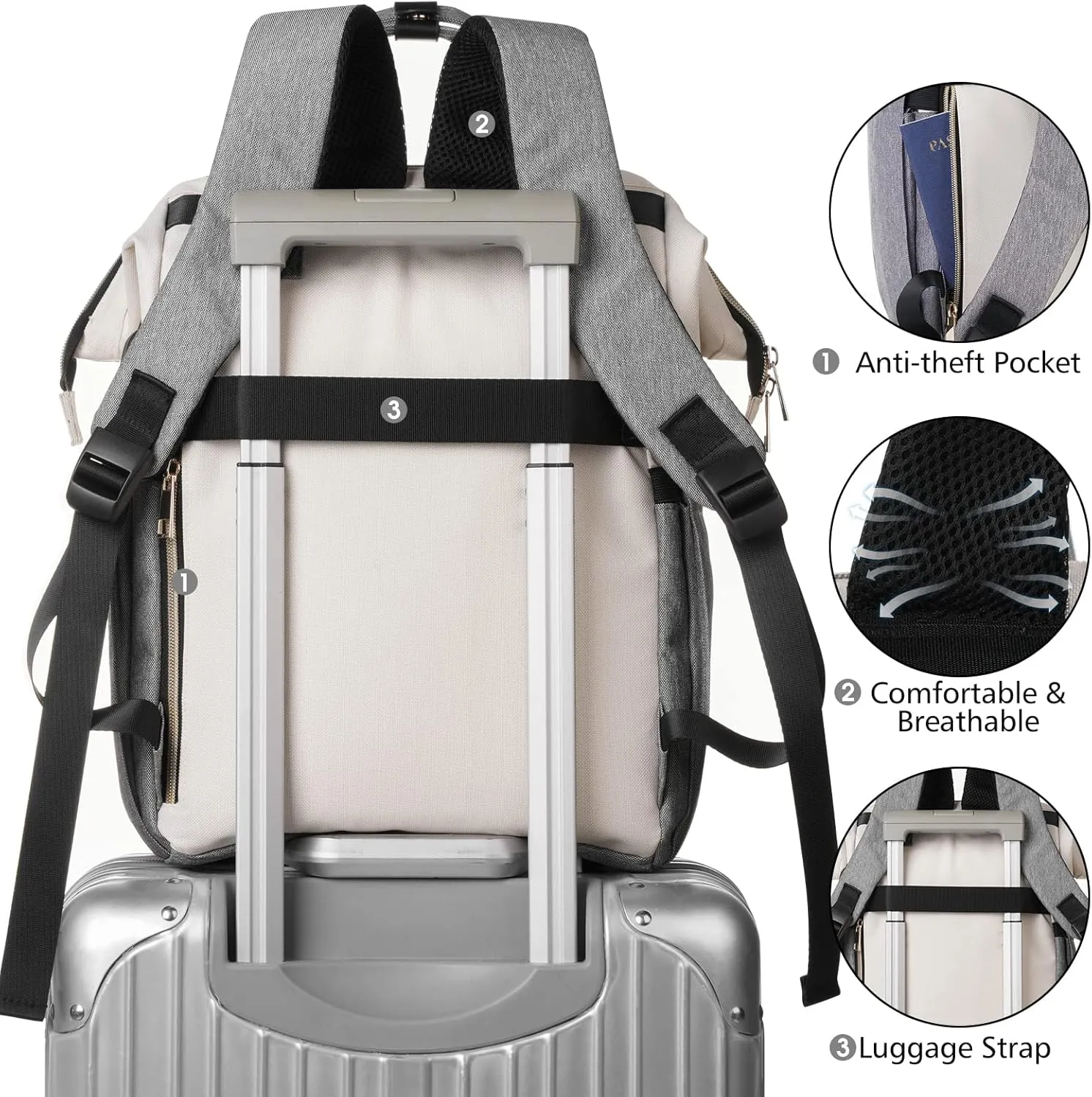 MOMUVO Laptop Backpack for Women 15.6 Inch Laptop Bag with USB Port, Student Bookbag Water Resistant Backpacks Teacher Nurse Stylish Travel Bags Purse for School College, Work