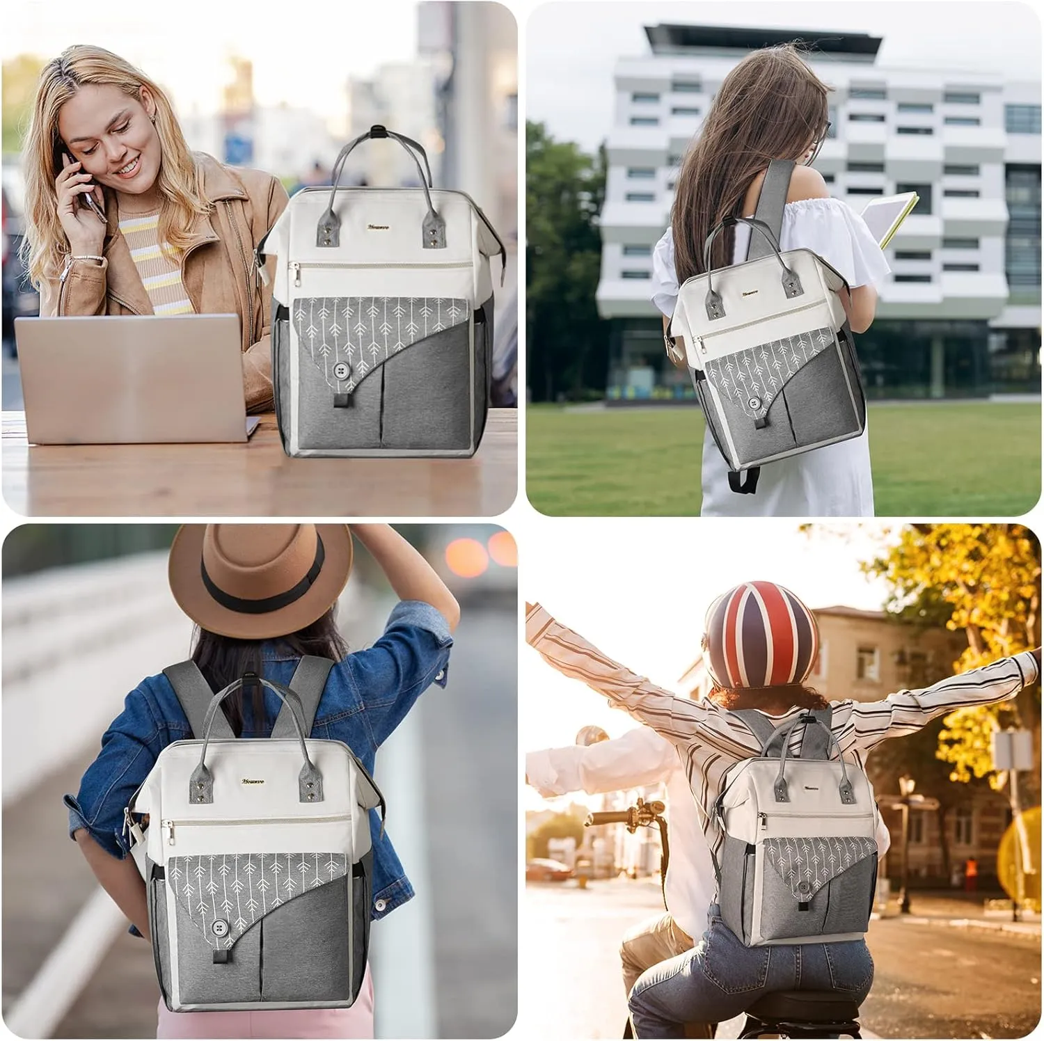 MOMUVO Laptop Backpack for Women 15.6 Inch Laptop Bag with USB Port, Student Bookbag Water Resistant Backpacks Teacher Nurse Stylish Travel Bags Purse for School College, Work