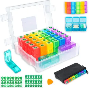 Monthly Pill Organizer 3 Times a Day–Portable Pill Box with Weekly Travel Bag - Large Capacity 30-Day Pill Case with Pill Cutter & Labels for Easy Medication Management (White)