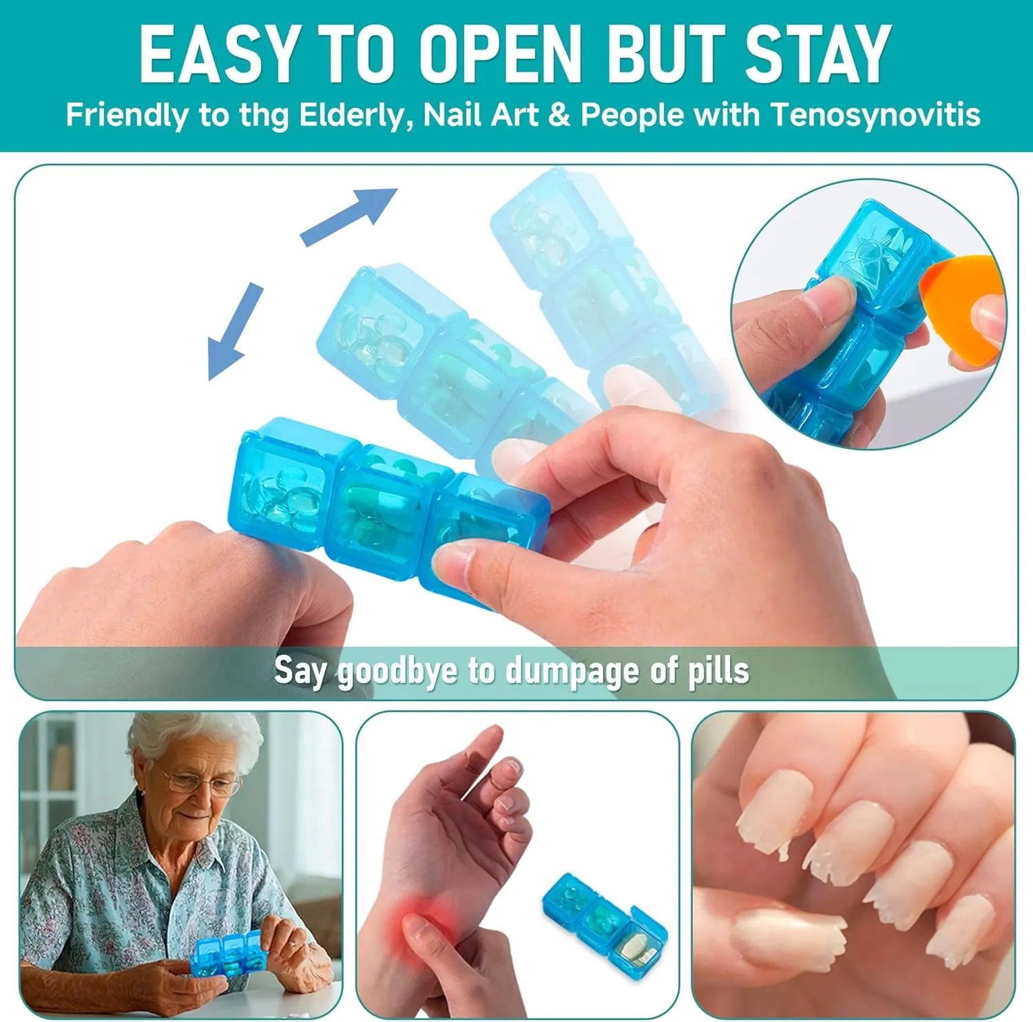 Monthly Pill Organizer 3 Times a Day–Portable Pill Box with Weekly Travel Bag - Large Capacity 30-Day Pill Case with Pill Cutter & Labels for Easy Medication Management (White)