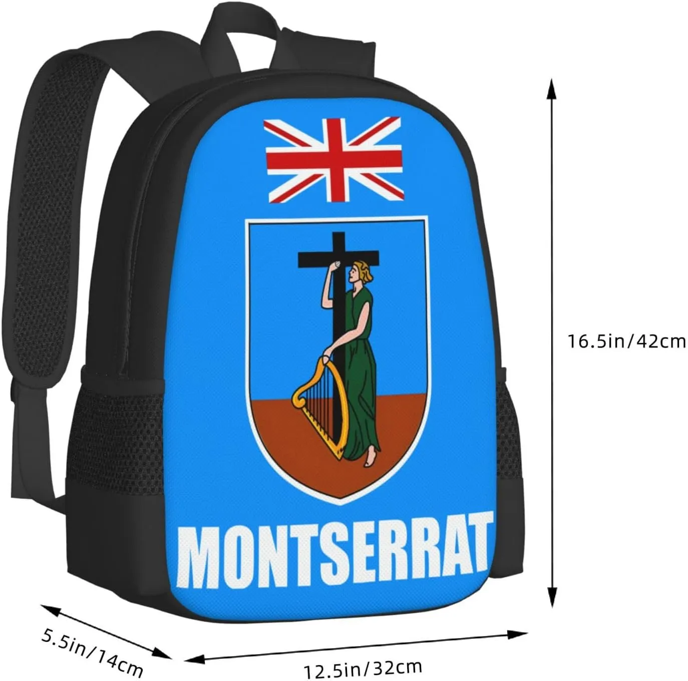 Montserrat Flag Travel Backpack Casual Backpacks 15 Inch Laptop Back Pack Lightweight Rucksack Outdoor Sport Daypack Large Bags for Working Camping Hiking